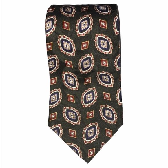 Geoffrey Beene Paisley and Diamond Tie Green - Picture 1 of 5